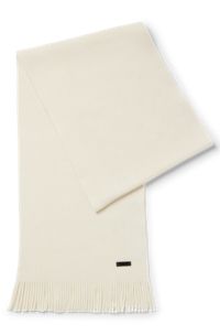 Schal aus nachhaltigerer Schurwolle mit Raschel-Strick, Weiß