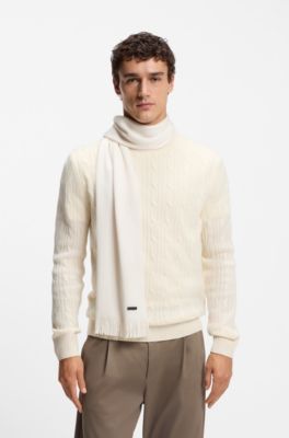 Raschel-knit scarf in virgin wool, White