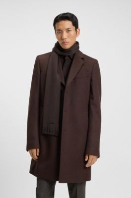 Raschel-knit scarf in virgin wool, Dark Brown