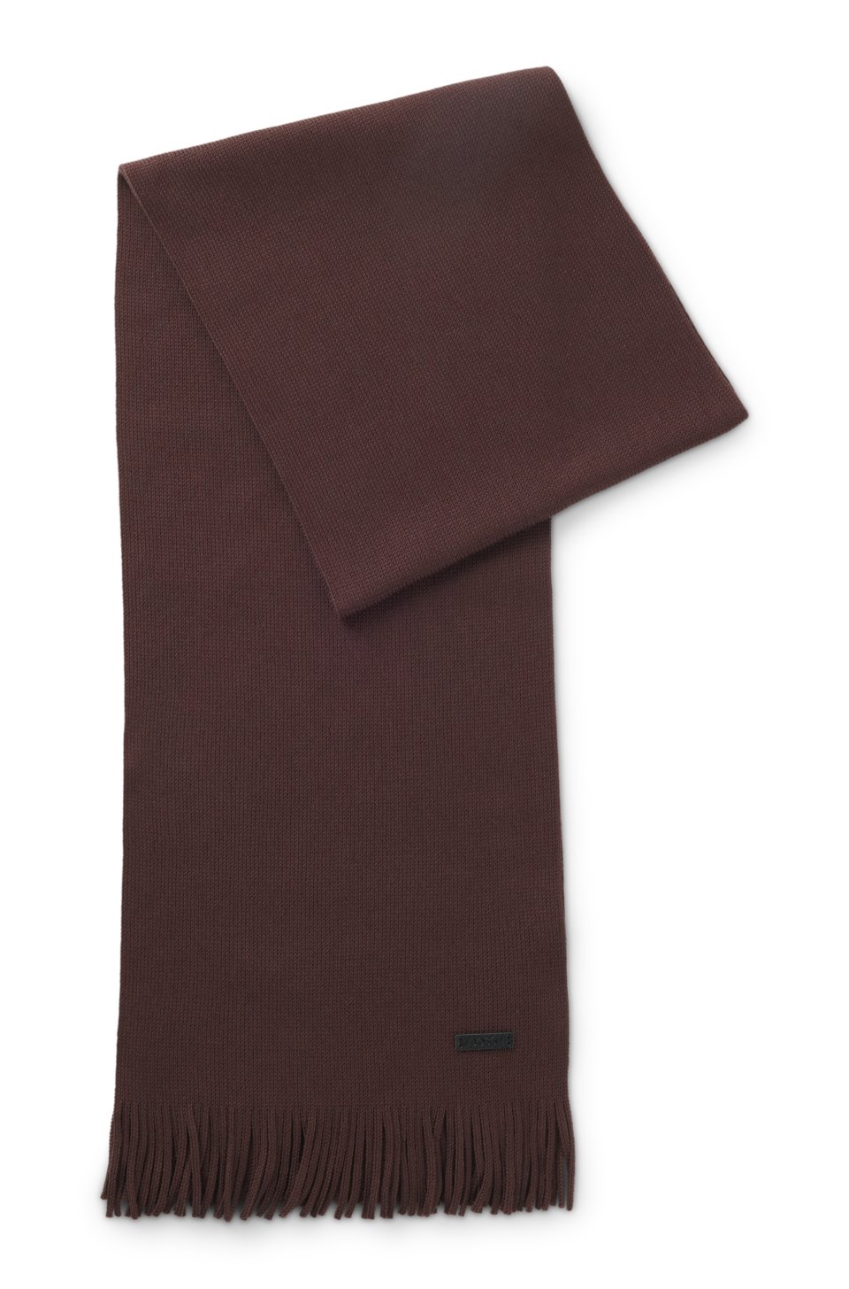 Knitted scarf in virgin wool with logo detail