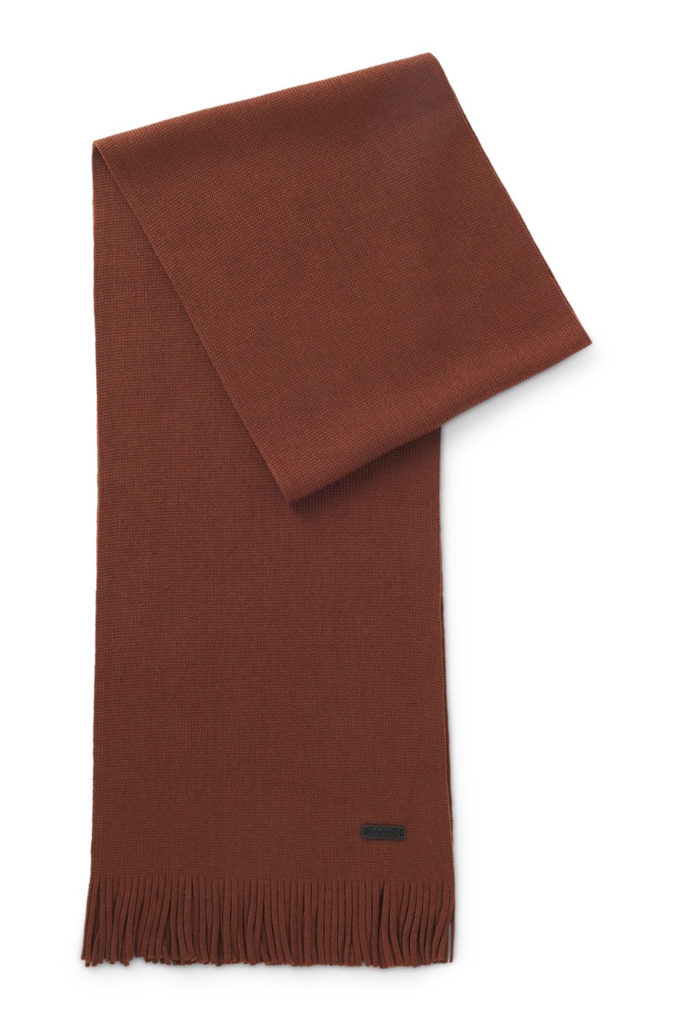 Knitted scarf in virgin wool with logo detail