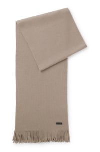 &Eacute;charpe en maille en laine vierge avec logo, Brun chin&eacute;