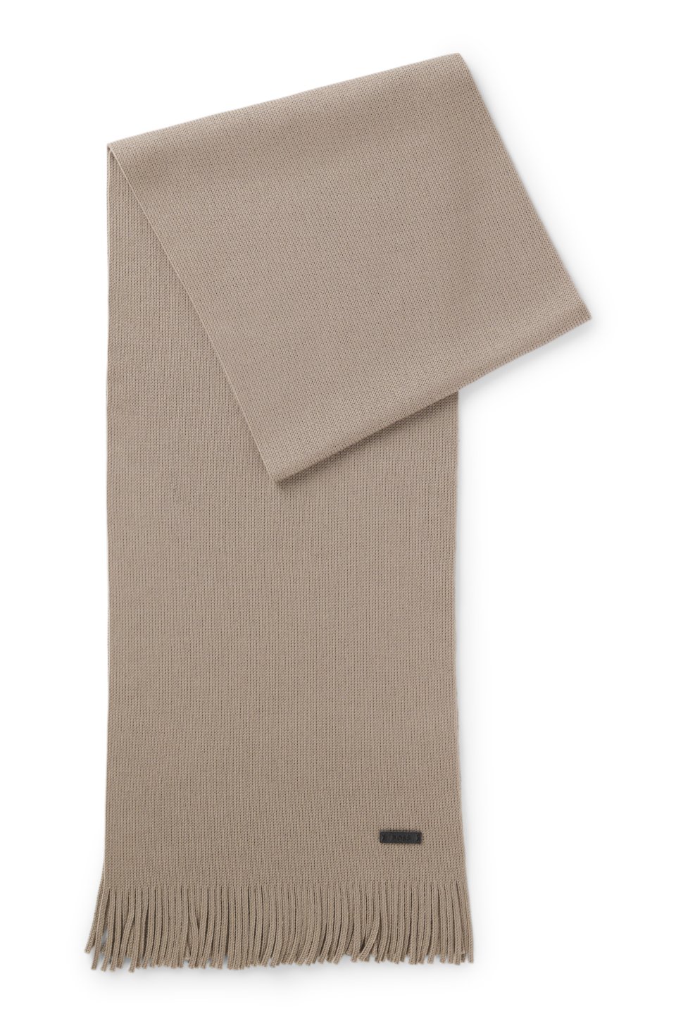 Knitted scarf in virgin wool with logo detail