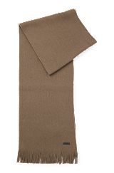 Schal aus nachhaltigerer Schurwolle mit Raschel-Strick, Dunkelgrün
