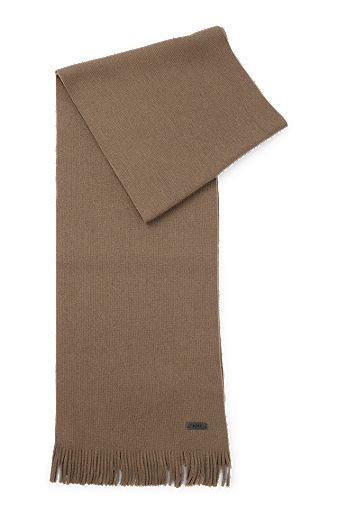 Schal aus nachhaltigerer Schurwolle mit Raschel-Strick, Dunkelgrün