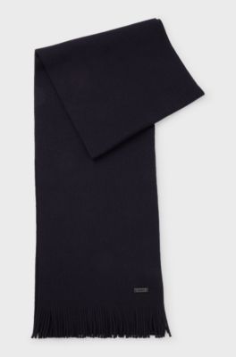 Sjaal van verantwoorde scheerwol met raschelstructuur, Donkerblauw