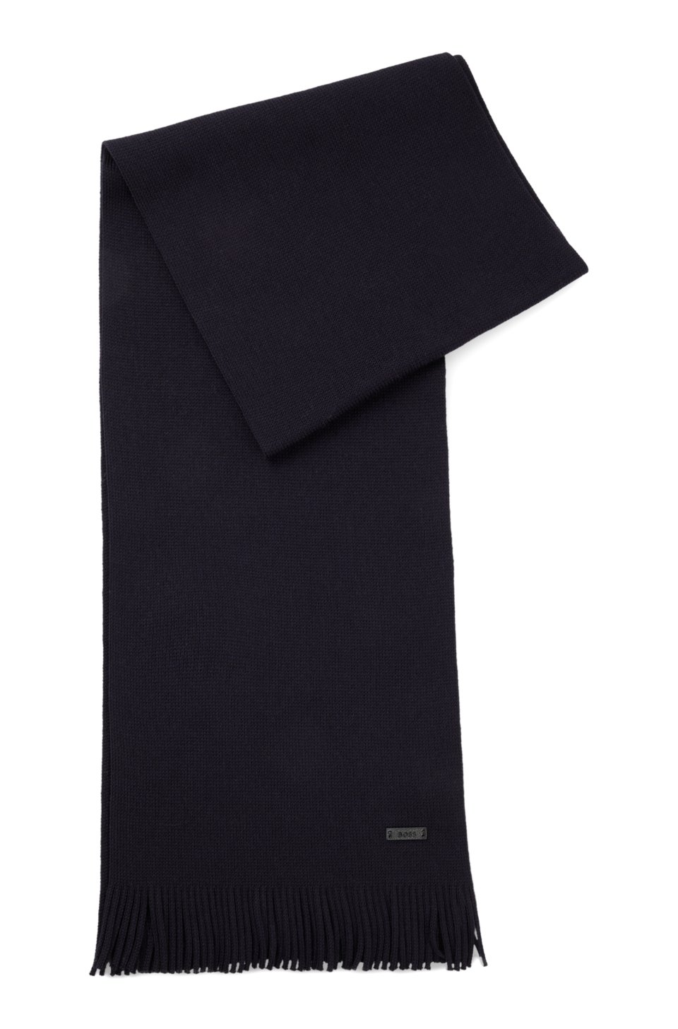 Knitted scarf in virgin wool with logo detail
