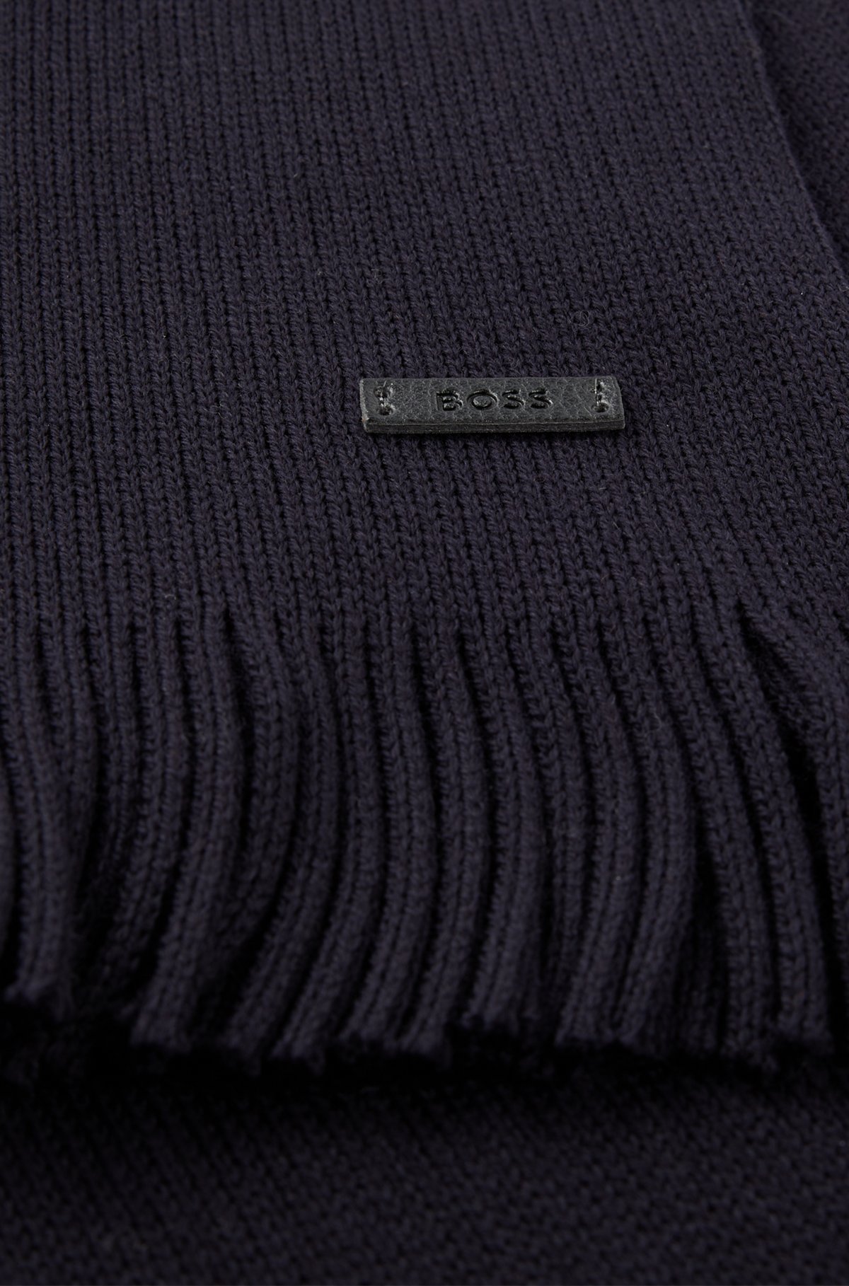 Raschel-knit scarf in responsible virgin wool, Dark Blue