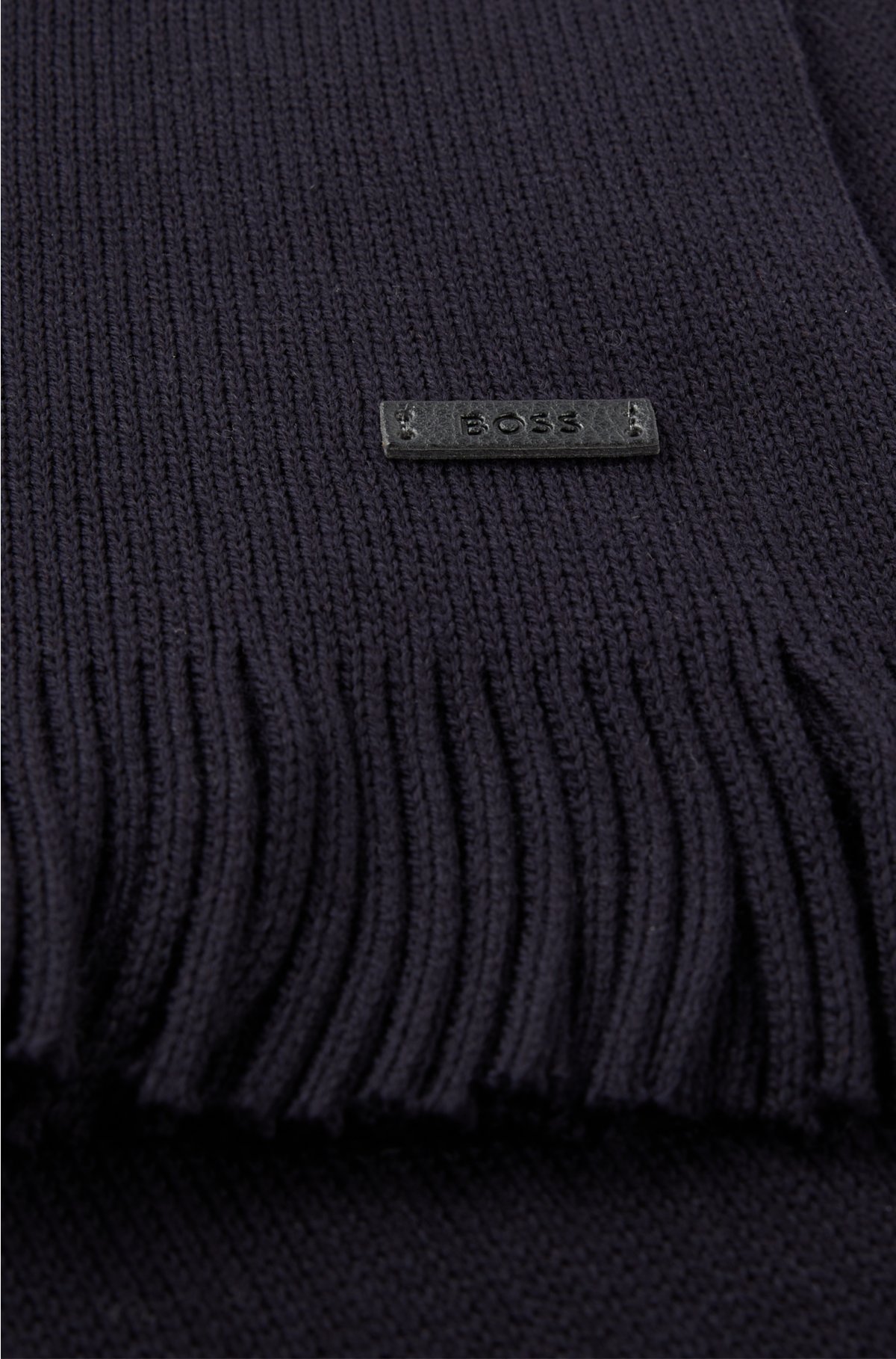 Raschel-knit scarf in responsible virgin wool, Dark Blue