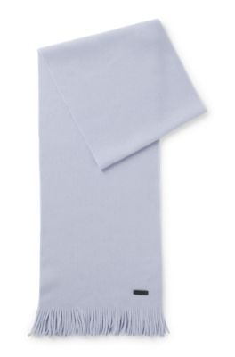 Knitted scarf in virgin wool with logo detail, Light Blue