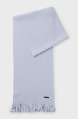 Knitted scarf in virgin wool with logo detail, Light Blue