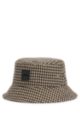 Twill bucket hat with houndstooth check and logo badge, Beige