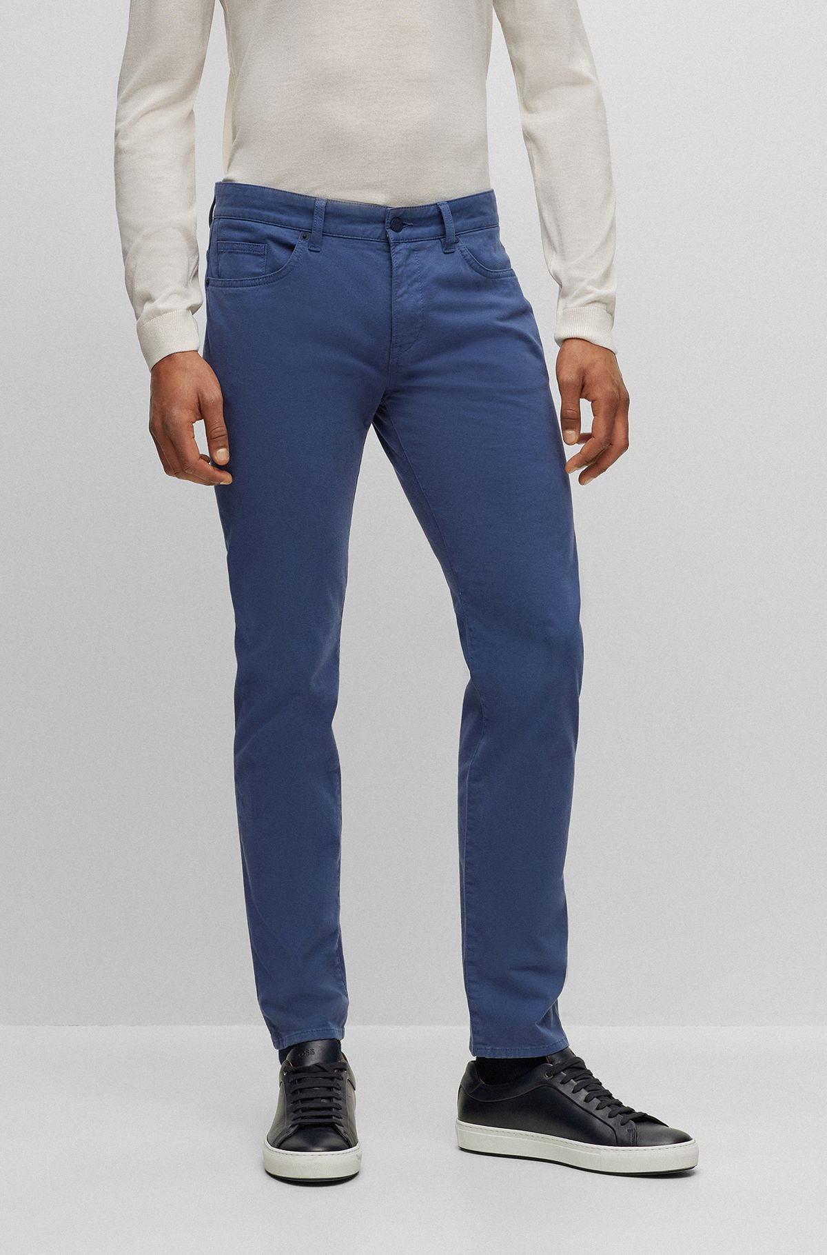 Slim-fit jeans in stretch-denim gabardine, Blue