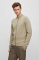 Zip-up knitted cardigan in cotton and virgin wool, Khaki