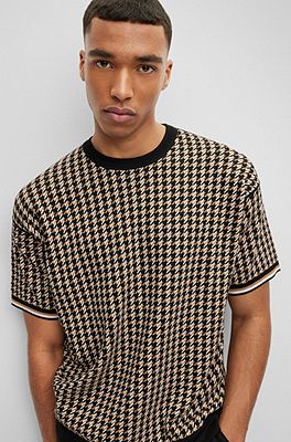 Boss Furkina Houndstooth Jacquard Crewneck Sweater