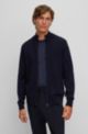 Zip-up cardigan with mixed structures, Dark Blue