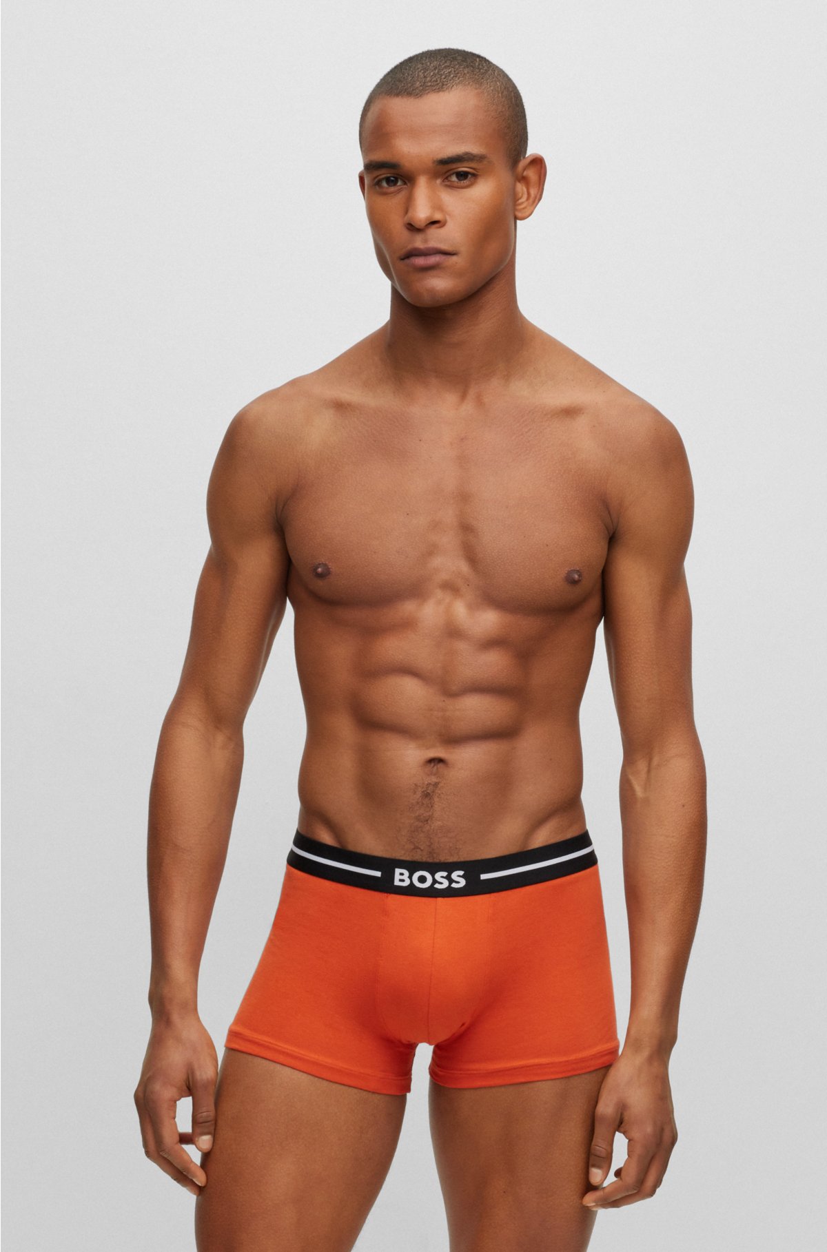 Hørehæmmet Spole tilbage forstørrelse BOSS - Three-pack of stretch-cotton trunks with logo waistbands