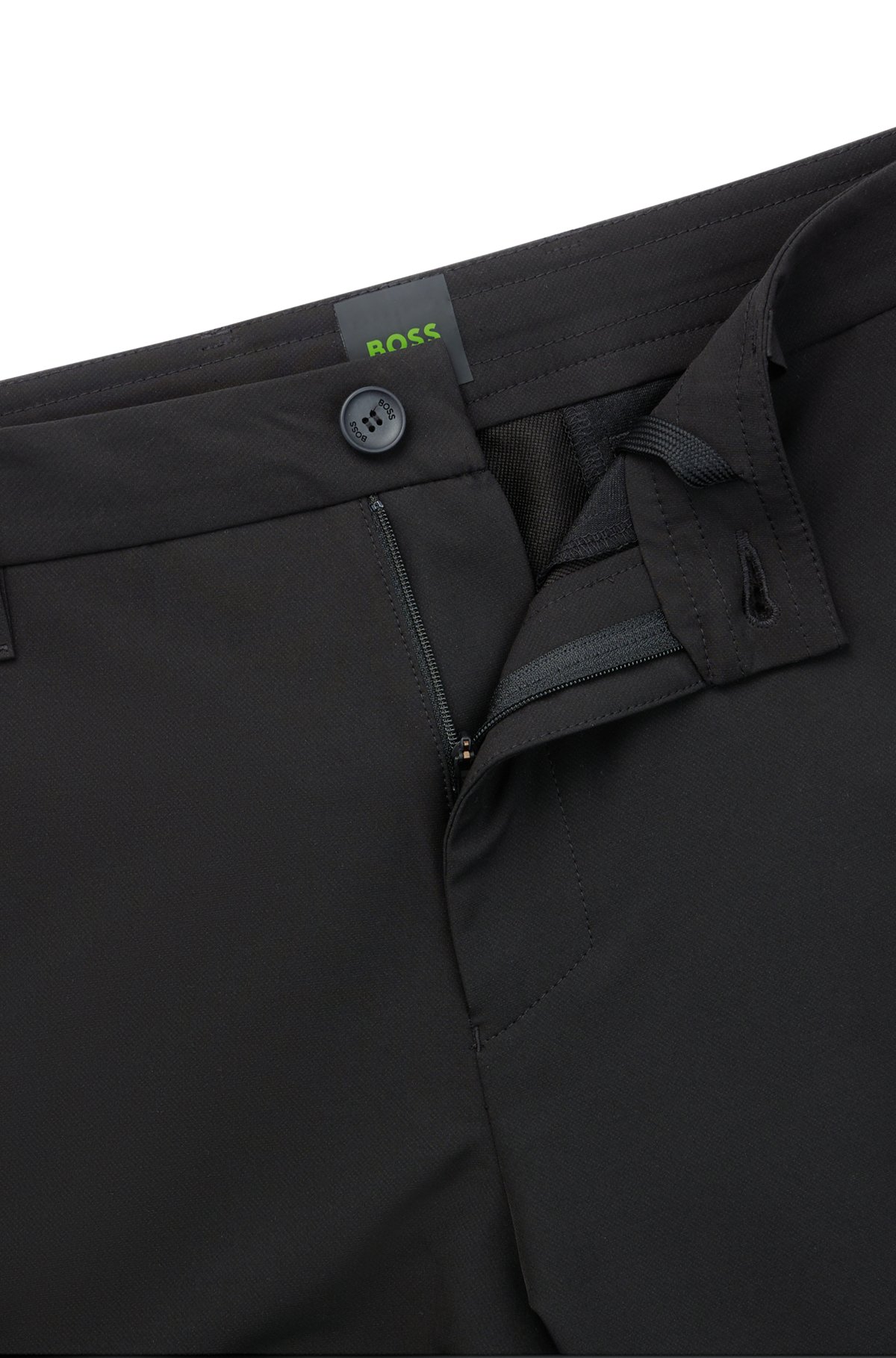 Regular-fit trousers in water-repellent stretch fabric, Black