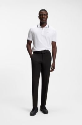 Regular-fit trousers in water-repellent stretch fabric, Black