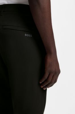 Regular-Fit Hose aus wasserabweisendem Stretch-Gewebe, Schwarz