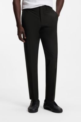Regular-fit trousers in water-repellent stretch fabric, Black