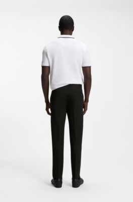 Regular-Fit Hose aus wasserabweisendem Stretch-Gewebe, Schwarz