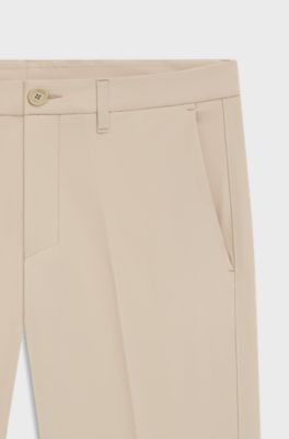Pantalon Regular en tissu stretch d&eacute;perlant, Beige