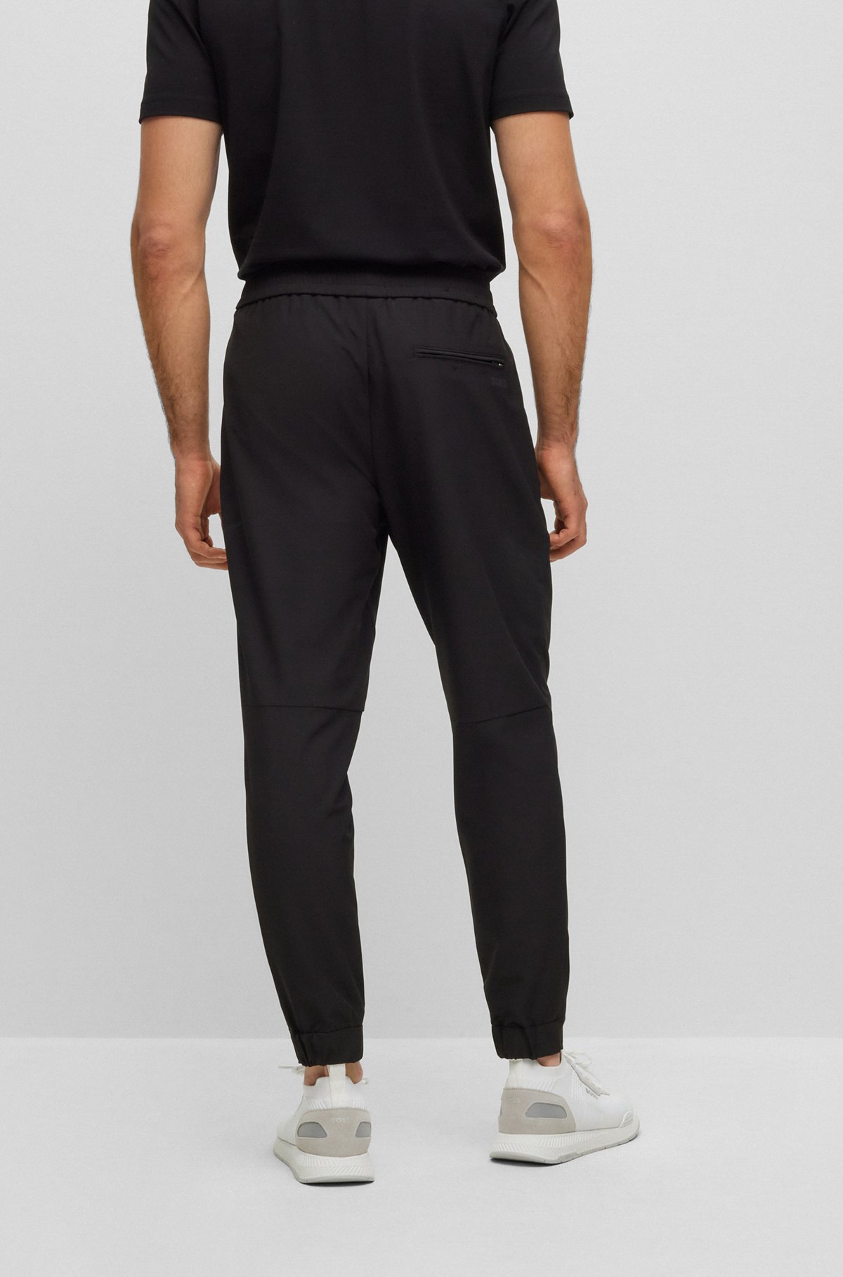 Tapered-fit chinos in easy-iron four-way stretch fabric, Black