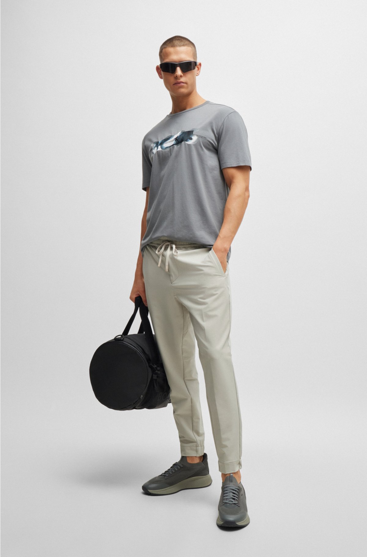 BOSS - Tapered-fit chinos in easy-iron four-way stretch fabric