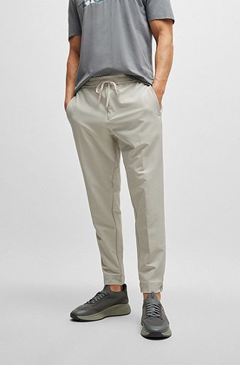 Tapered-fit chinos in easy-iron four-way stretch fabric, Light Beige
