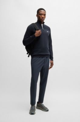 Tapered-fit chinos in easy-iron four-way stretch fabric, Dark Blue