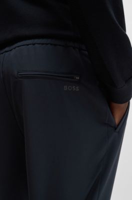 Tapered-fit chinos in easy-iron four-way stretch fabric, Dark Blue