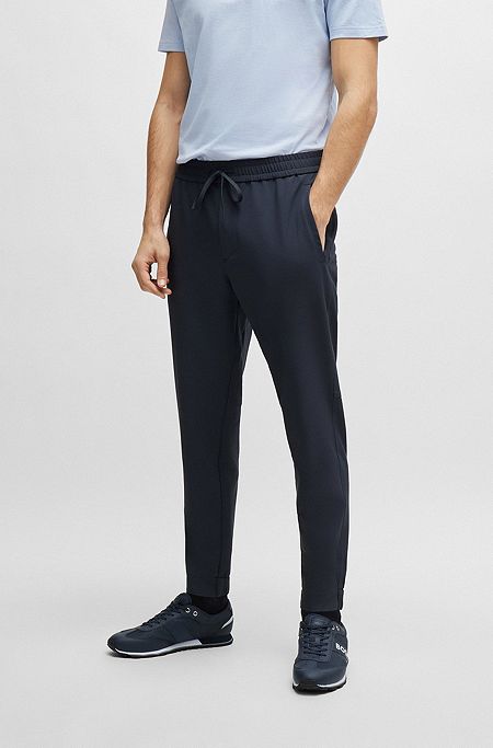 Tapered-fit chinos in easy-iron four-way stretch fabric, Dark Blue