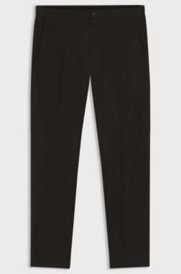 Slim-fit chinos in easy-iron four-way stretch fabric, Black