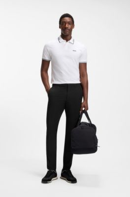 Chino Slim Fit en tissu quadri-extensible facile &agrave; repasser, Noir