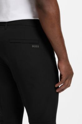 Slim-fit chinos in easy-iron four-way stretch fabric, Black