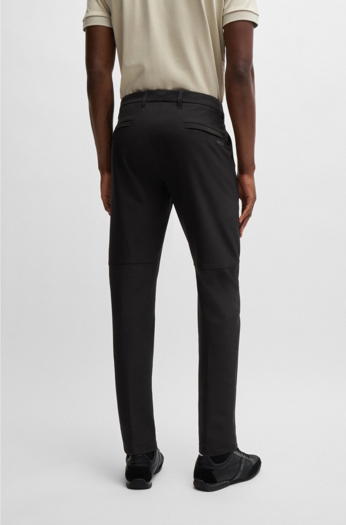 Slim-fit chinos in easy-iron four-way stretch fabric, Black