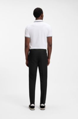 Slim-fit chinos in easy-iron four-way stretch fabric, Black