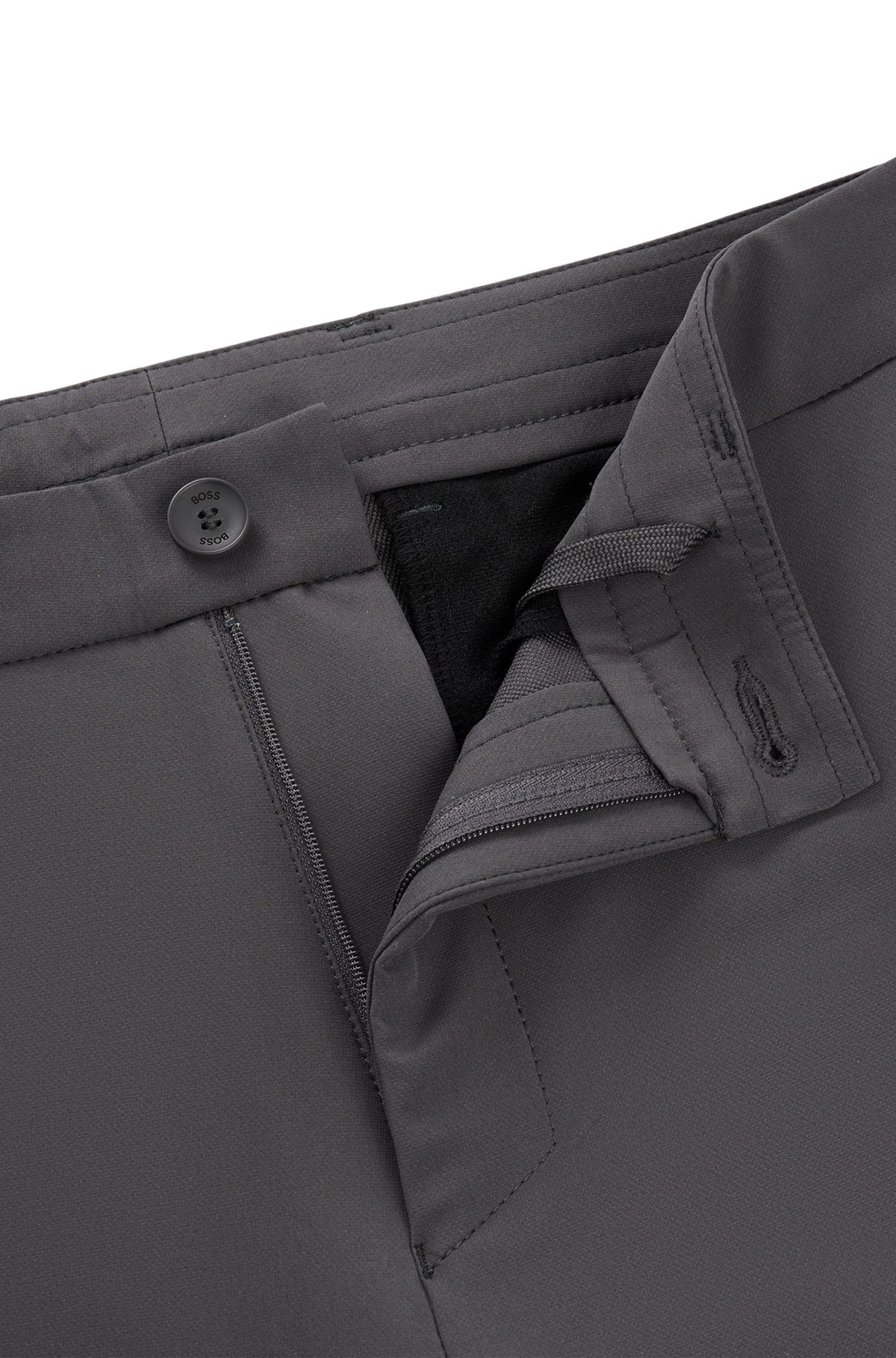 Slim-fit chinos in easy-iron four-way stretch fabric, Dark Grey