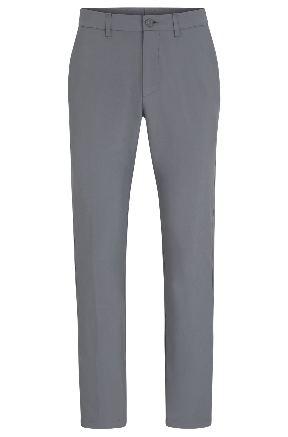 Slim-fit chinos in easy-iron four-way stretch fabric, Grey