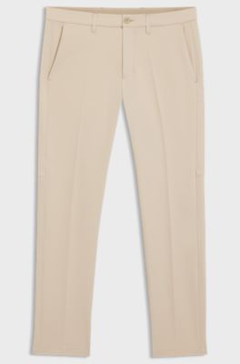 Slim-fit chino van gemakkelijk te strijken, vierzijdig stretchmateriaal, Lichtbeige