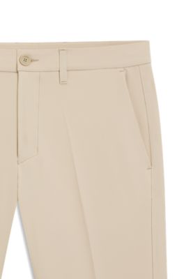 Slim-fit chinos in easy-iron four-way stretch fabric, Light Beige