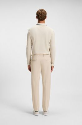 Slim fit-chinos i easy iron-tyg med fyrv&auml;gsstretch, Ljusbeige