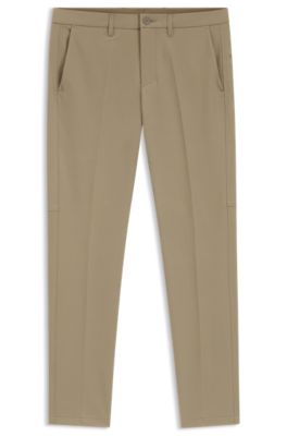 Slim-fit chinos in easy-iron four-way stretch fabric, Beige