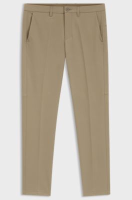Slim-fit chinos in easy-iron four-way stretch fabric, Beige