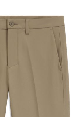Slim-fit chinos in easy-iron four-way stretch fabric, Beige