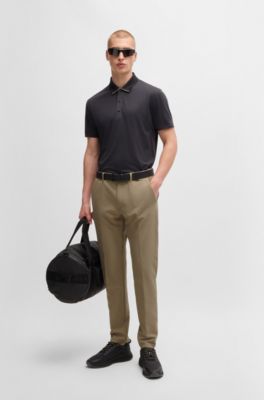 Slim-fit chinos in easy-iron four-way stretch fabric, Beige