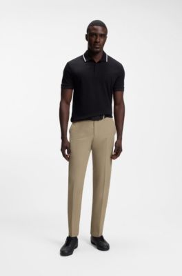 Slim-fit chinos in easy-iron four-way stretch fabric, Beige