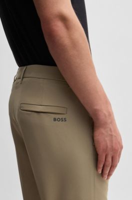 Slim-fit chinos in easy-iron four-way stretch fabric, Beige