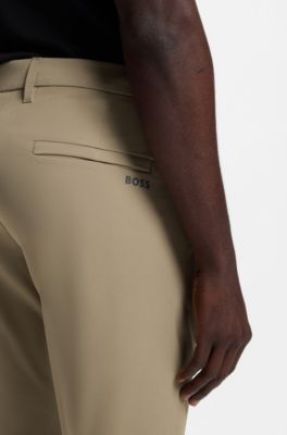 Slim-fit chinos in easy-iron four-way stretch fabric, Beige